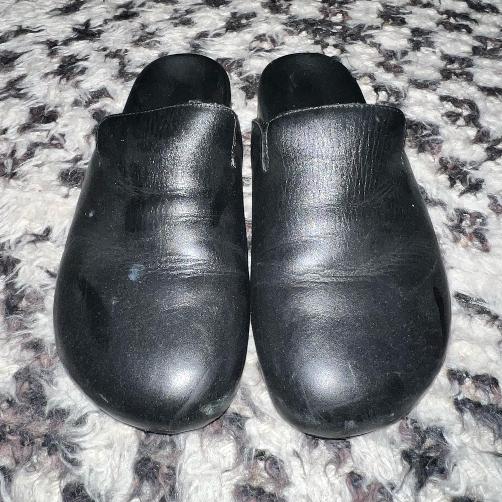 J crew women’s mules size 9.5 black leather